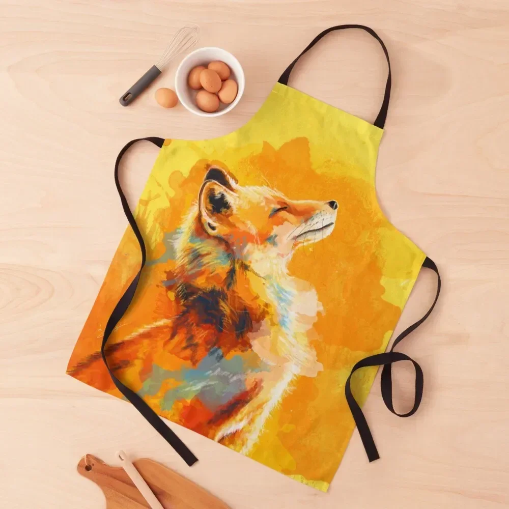 Blissful Light - Fox illustration, animal portrait, inspirational Apron Hairdressing Hairdresser Accessories Dress Apron