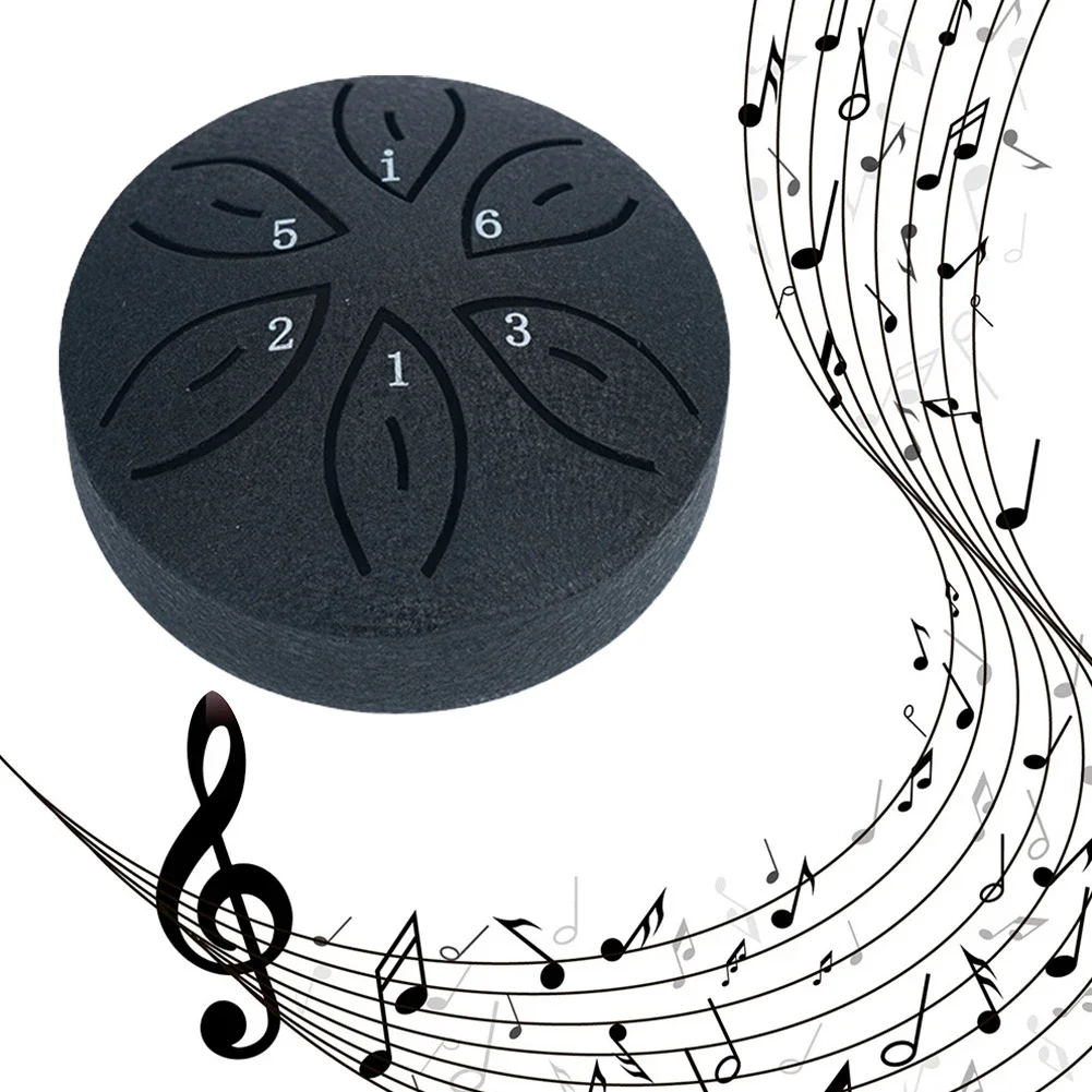 3 Inch 6-Tone Steel Tongue Drum Mini Hand Pan Drums with Drumsticks Rain Drum for Yoga Meditation Instrument Drum Accessories