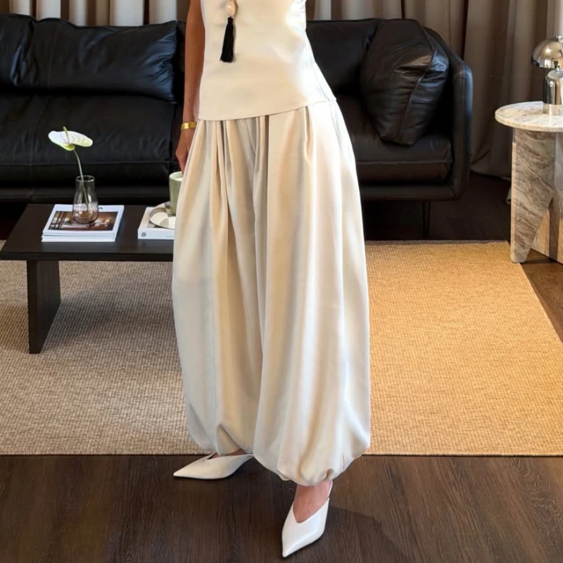 Tsiisd Fashion Commuting Women's Pants Baggy Lantern Trousers Silky Casual Streetwear Luxury Party Wedding Women's Long Pants