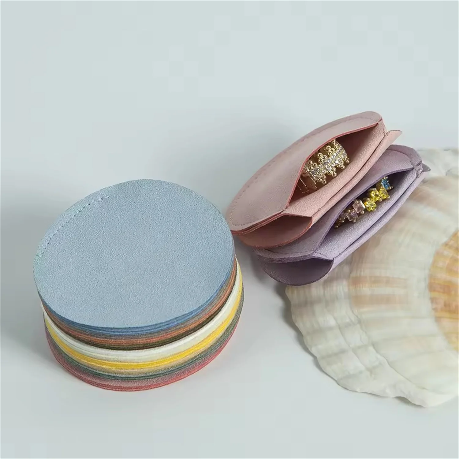 

10Pcs Pack Ring Bracelet Jewelry Accessory Packaging Microfiber Round Velvet Suede Bags Wedding Birtgday Gift Storage Pouches