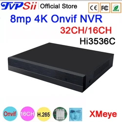 Xmeye  Hi3536C Auido H.265+ 8mp 4K 32CH 16CH 16 Channel Face Detection Onvif IP CCTV NVR DVR System Surveillance Video Recorder