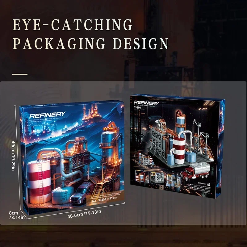 1831 sztuk rafineryjna rafineryjna model klocki zakład chemiczny model cegły chemia centrum magazynowe klocki STEM zabawki