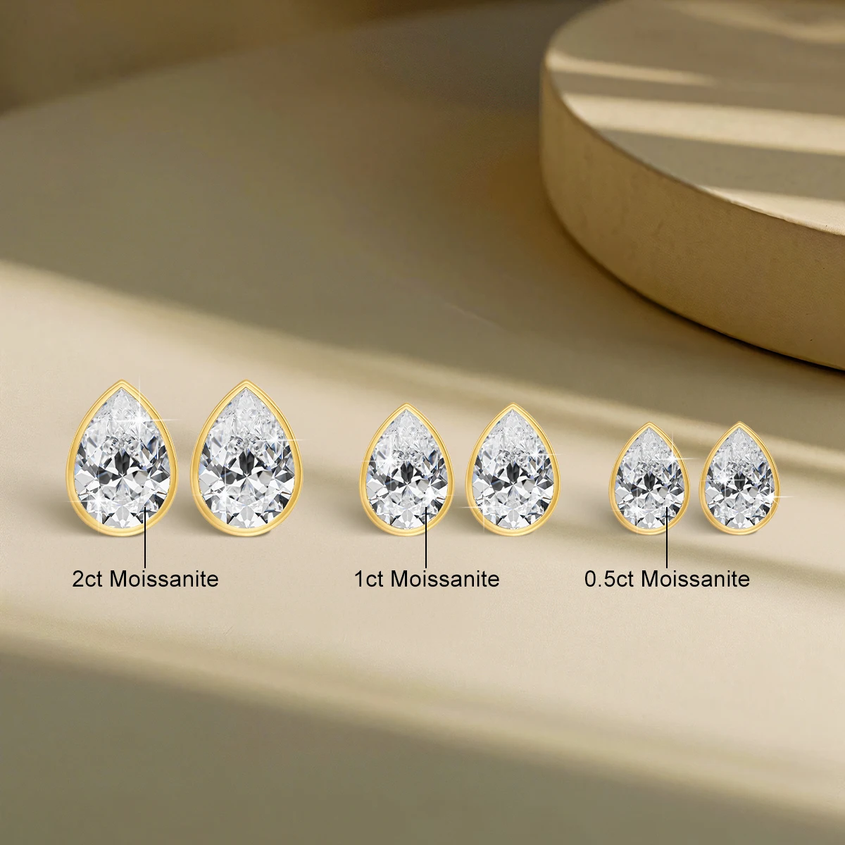 100% 14K Gold Pear Cut Moissanite Stud Earrings for Women AU585 Gold Waterdrop Shape Ear Stud Teardrop Design Wedding Jewelry
