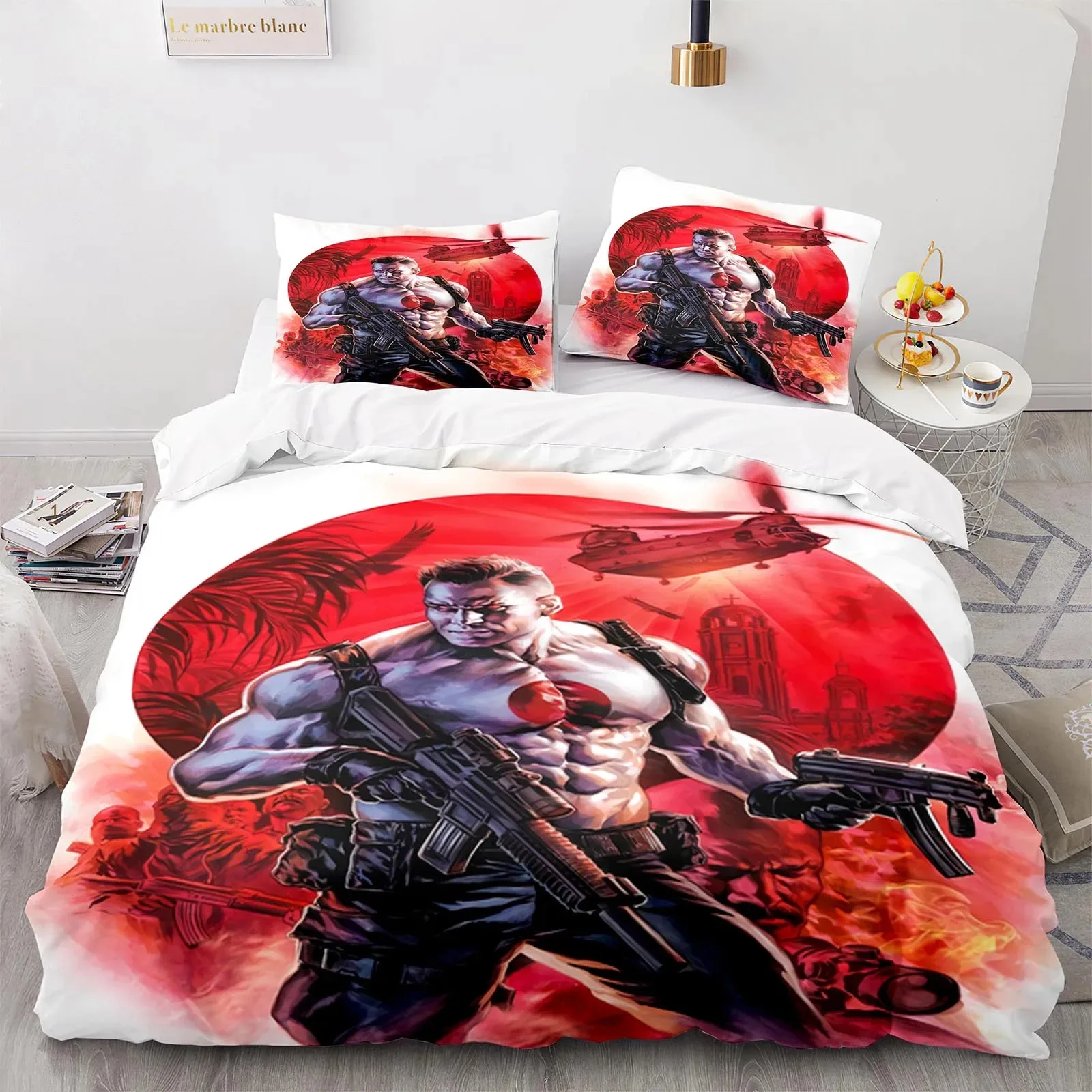 Game BloodShot Blood Warrior Bedding Set Boys Girls Twin Queen Size Duvet Cover Pillowcase Bed Kids Adult Home Textileextile