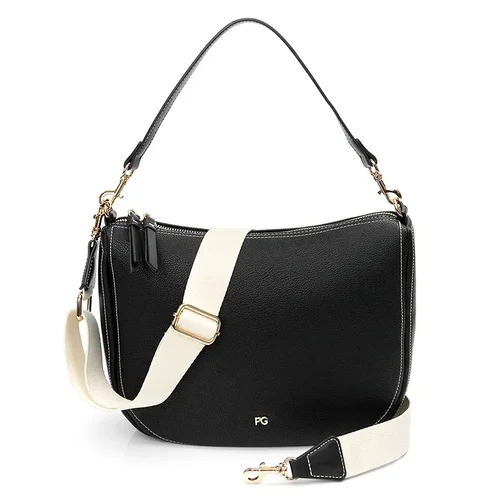 Imagen 2 del producto Bolso de hombro PG para mujer, multifuncional, gran capacidad, diseño Simple, versátil, para ir al trabajo, Color sólido, textura cruzada, bolso de mujer