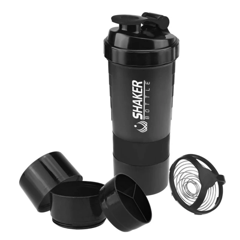 Protein Shaker Bottle Leak Proof Bottle for Protein Mixes 3 Layer Twist Off Shaker Cup Sports Shaker Bottle for Protein Powder