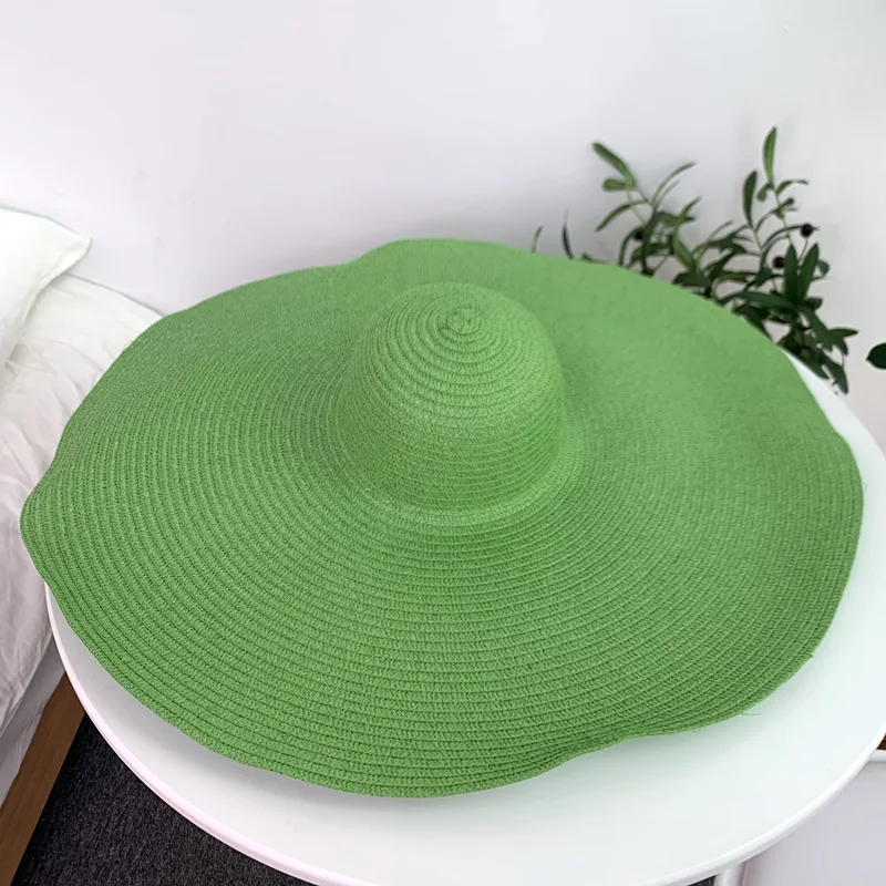 Summer Oversized 70cm Diameter Big Brim Foldable Sun Hats for Women Lady Girls Vacation UV Protection Straw Hat Gorra Wholesale