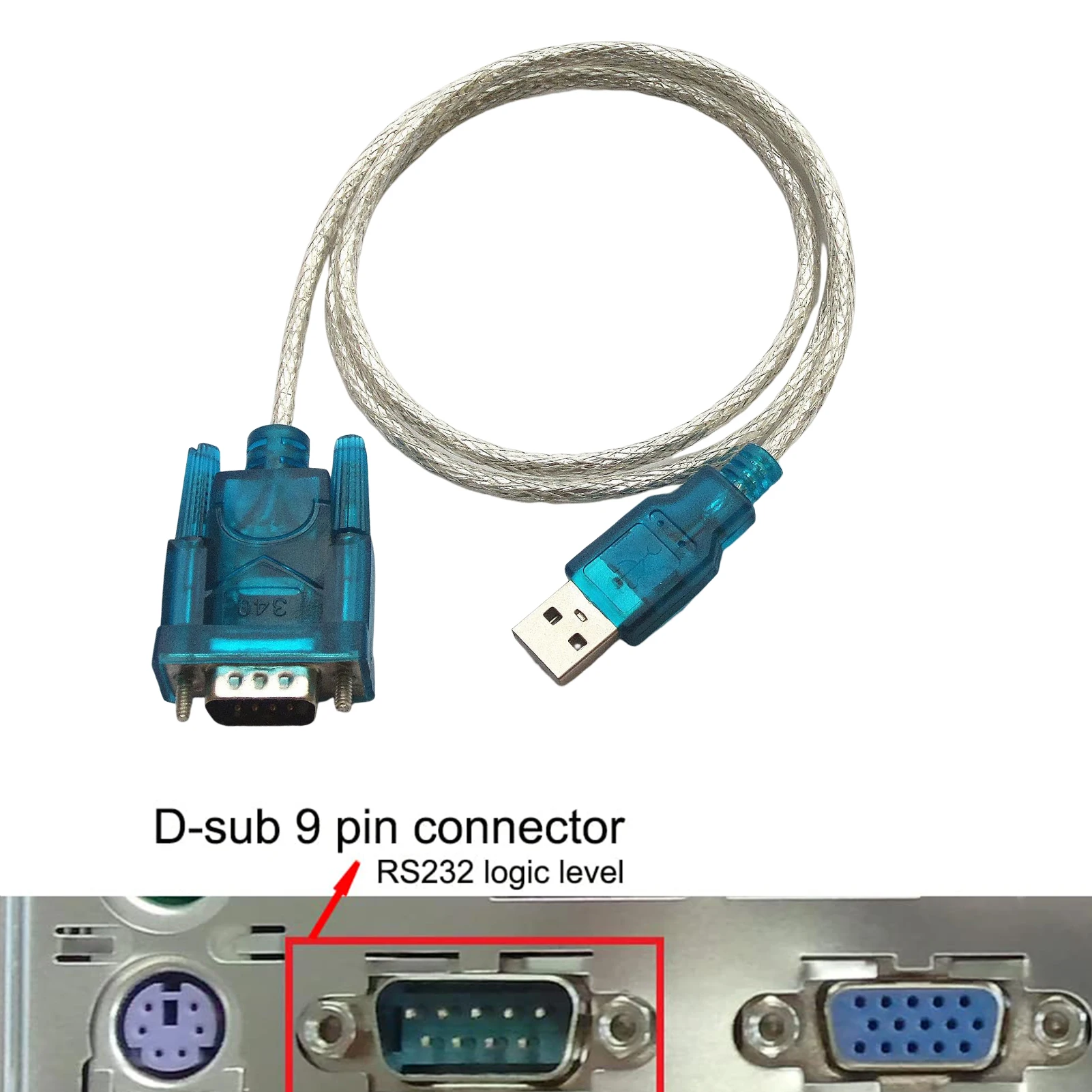 RS232 COM PDA DB9 9 Pin to USB 2.0 Cable Adapter USB to Serial Port Chip CH340 WCH Fit for Windows 7 8.1 10 11 XP Vista Mac OS