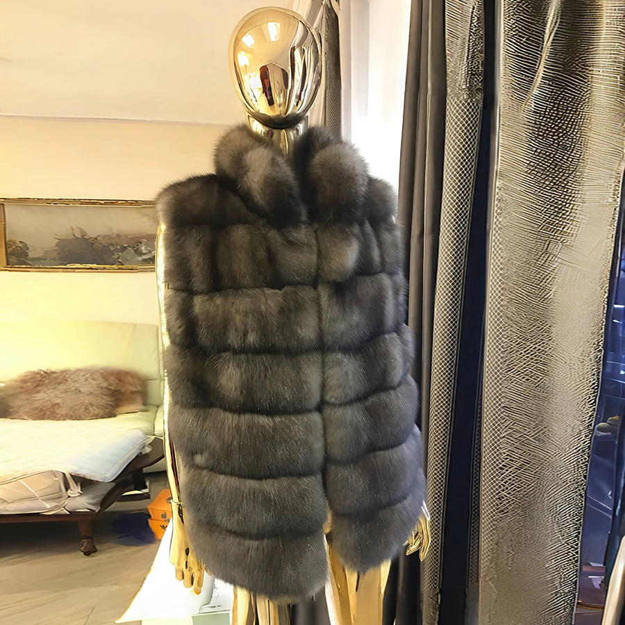 Fox Fur Vest Women Luxury Real Fur Vest With Stand Collar Short Fox Fur Gilrt Winter Clothes Woman New Arrivals