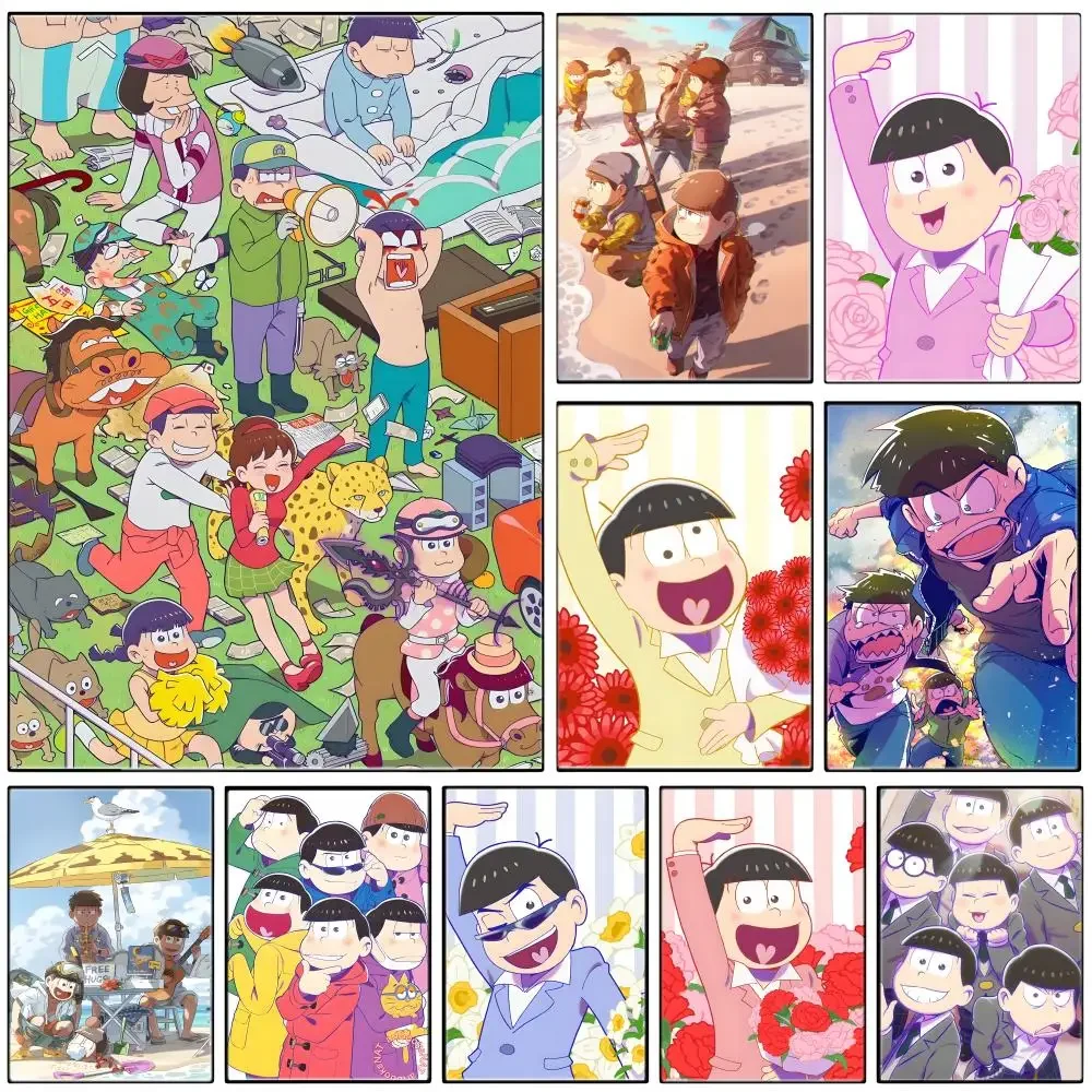Comedy Anime O-Osomatsu San Poster Self-adhesive Art Waterproof Paper Sticker Coffee House Bar Room Wall Decor
