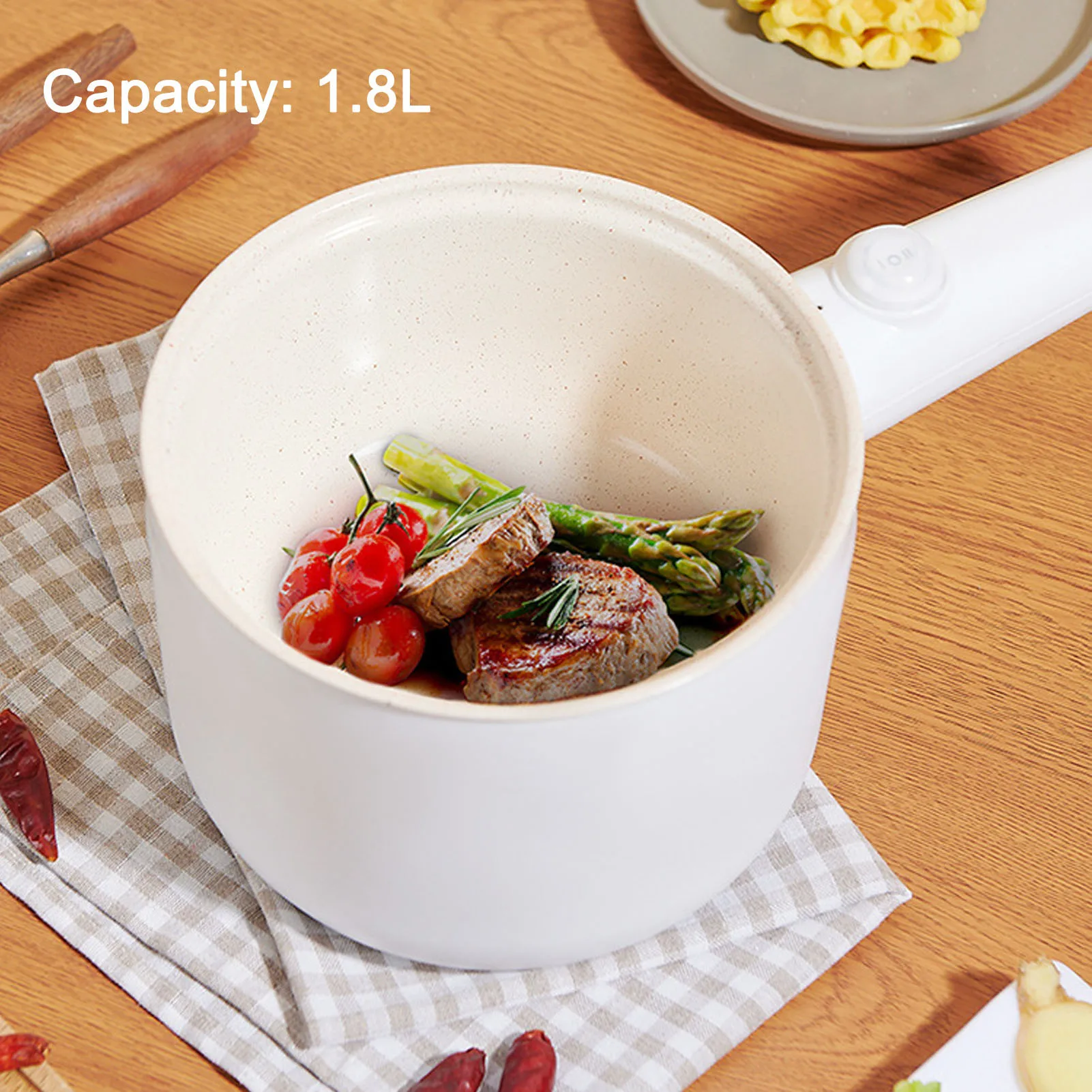 Electric Hot Pot 2 Gears Large Capacity Electric Hot Pot Cooker Portable 450W 1.8L for Casserole for Deep Frying for Kitchen