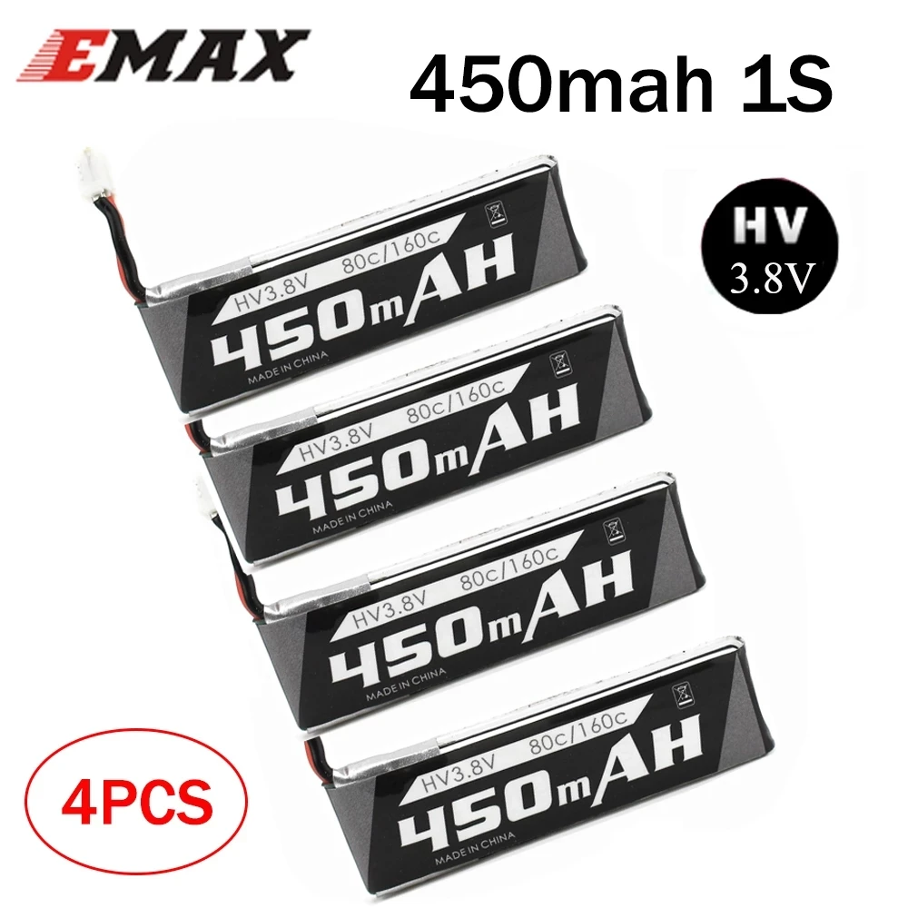 4pcs/lots Emax 1S 450mah 3.8V 80C/160C HV Lipo Battery PH2.0 Plug for Tinyhawk II Race Indoor FPV Racing Drone