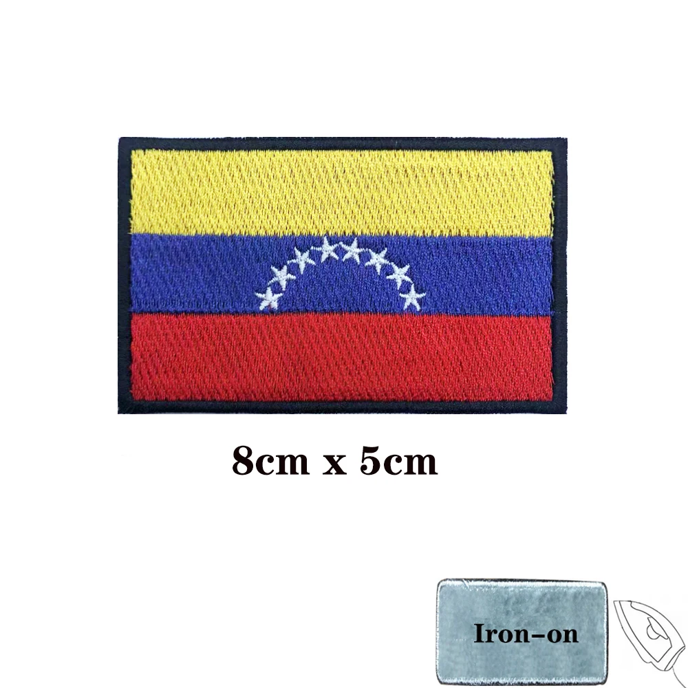 Venezuela flag Patch fascia da braccio ricamata Patch Hook & Loop Iron On ricamo Badge Military Stripe