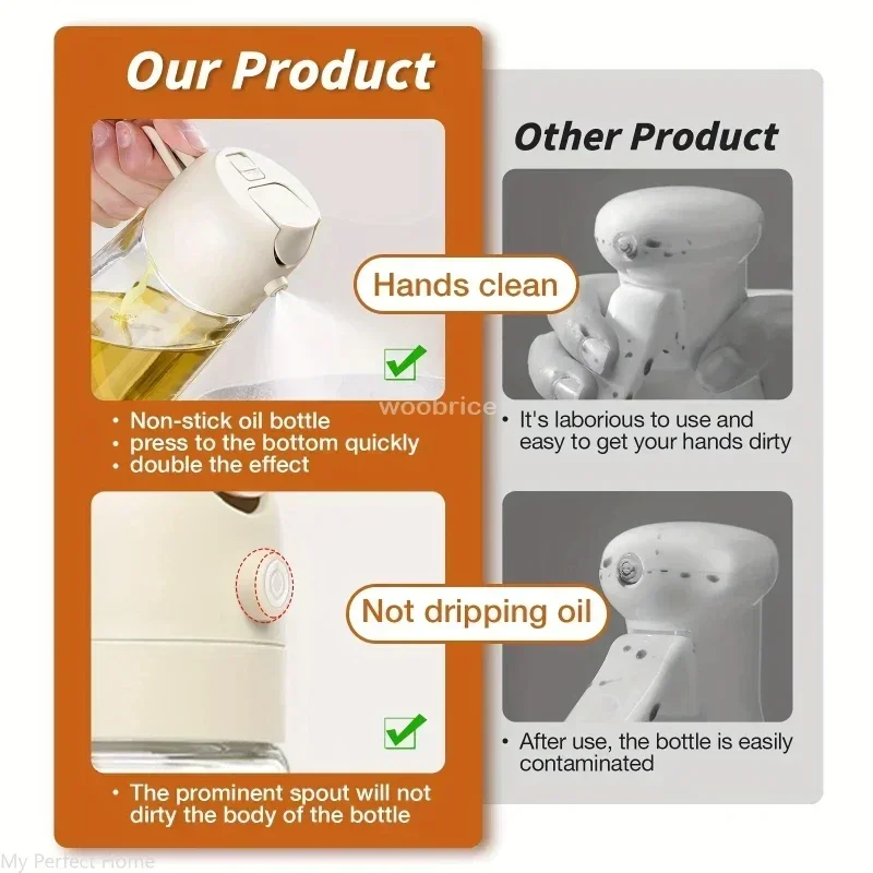 2 in 1 Pour Spray Sprayer Kitchen Fryer Air Spray Oil Dispenser Bottle for Olive Oil Cooking Frying BBQ Camping Large Capacity