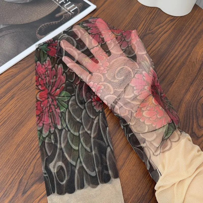 النساء الصيد مطاطا مطبوعة جورب اليابانية مثير جوارب كامل الساق الوشم الجوارب الشمس واقية الدراجات الرجال بارد شخصية القيادة #5