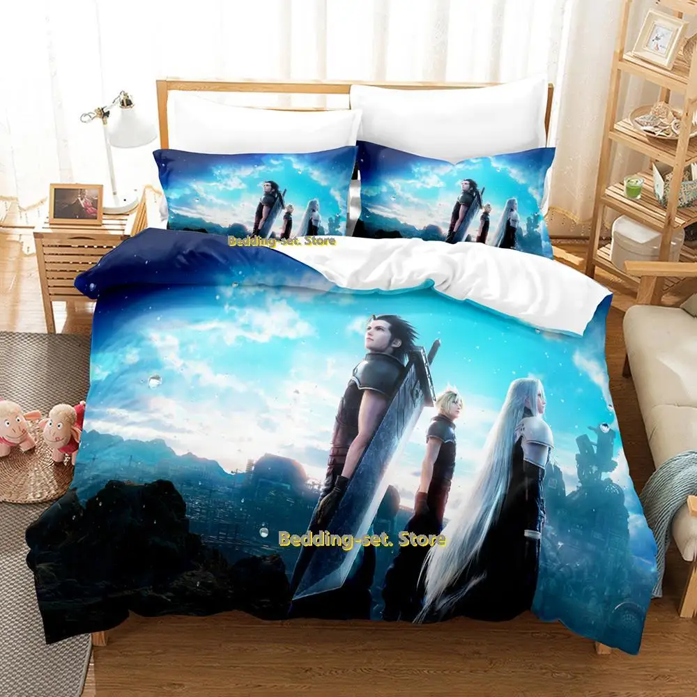 Game Crisis Core Final Fantasy VII Bedding Set Cartoon Anime three-piece set Adult Kid Bedroom Duvetcover Sets funda nordica