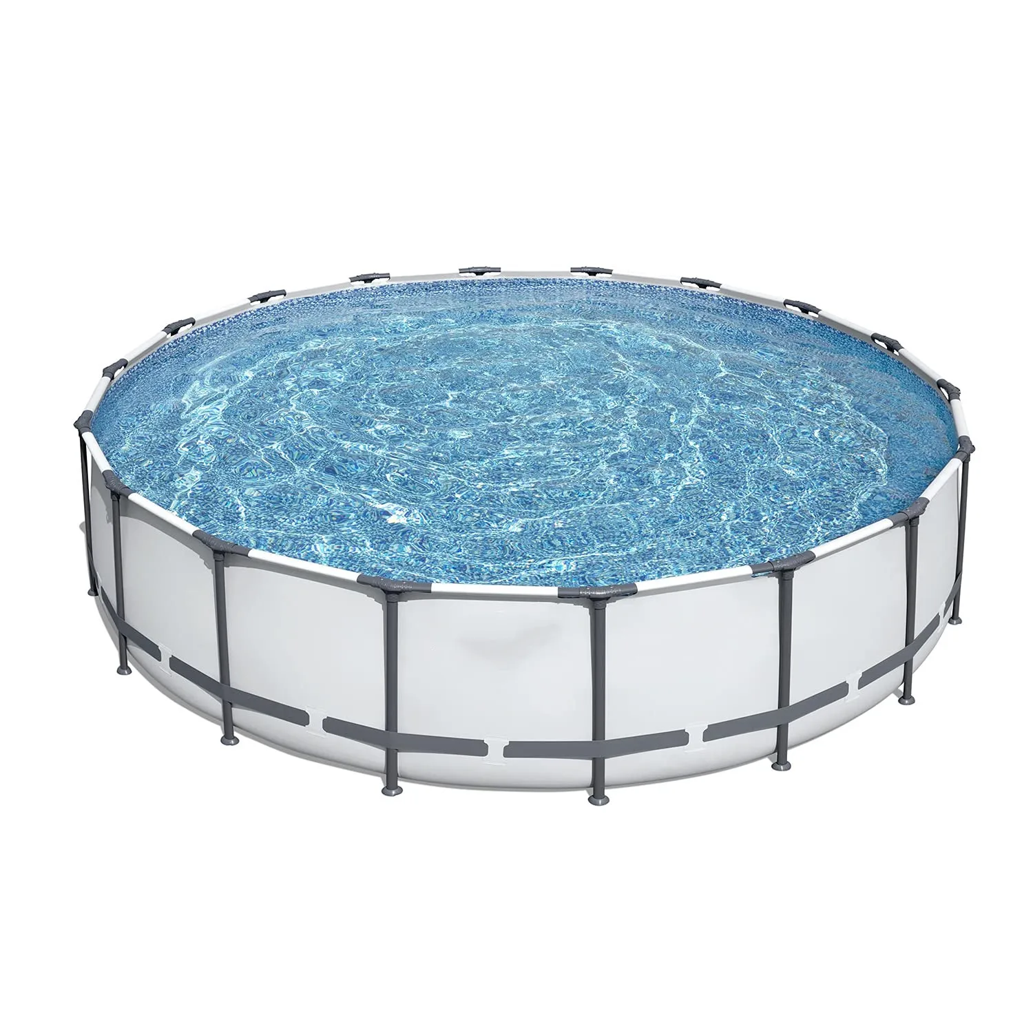 Round Metal Frame Above Ground Outdoor Swimming Pool Set with Filter Pump, Ladder, and Cover