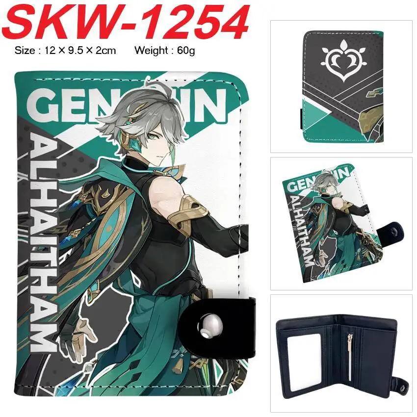 Genshin Impact Anime Merchandise Vertical Snap Wallet Unisex Student Handheld Card Holder Coin Purse Ani