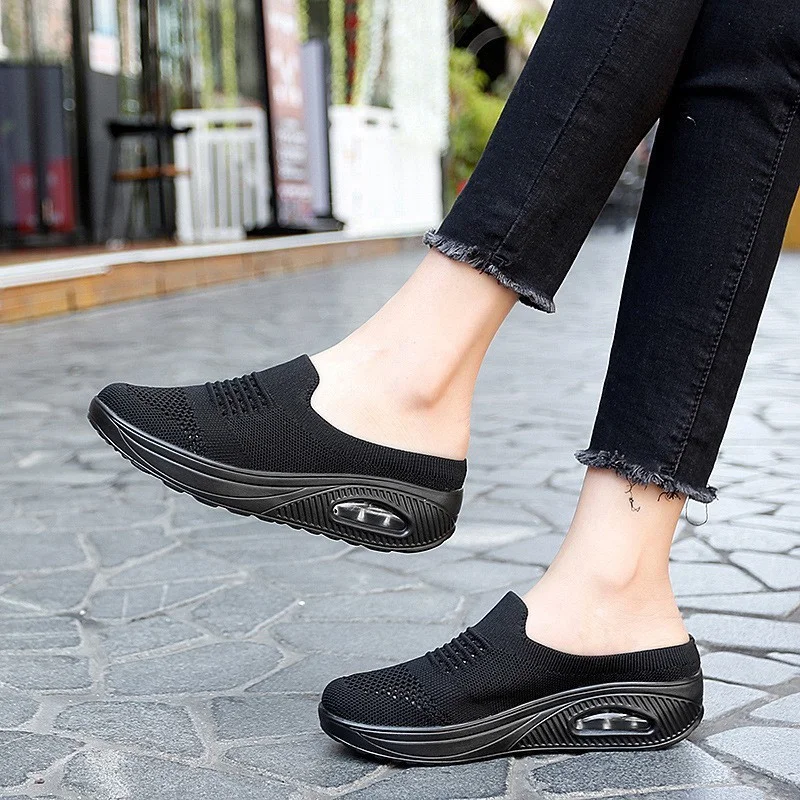 2023 New Women Shoes Casual Increase Cushion Sandals Non-slip Platform Sandal For Women Breathable Mesh Outdoor Walking Slippers