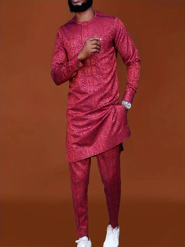 

Мужской повседневный комплект из двух предметов с длинными рукавами: топ средней длины и брюки