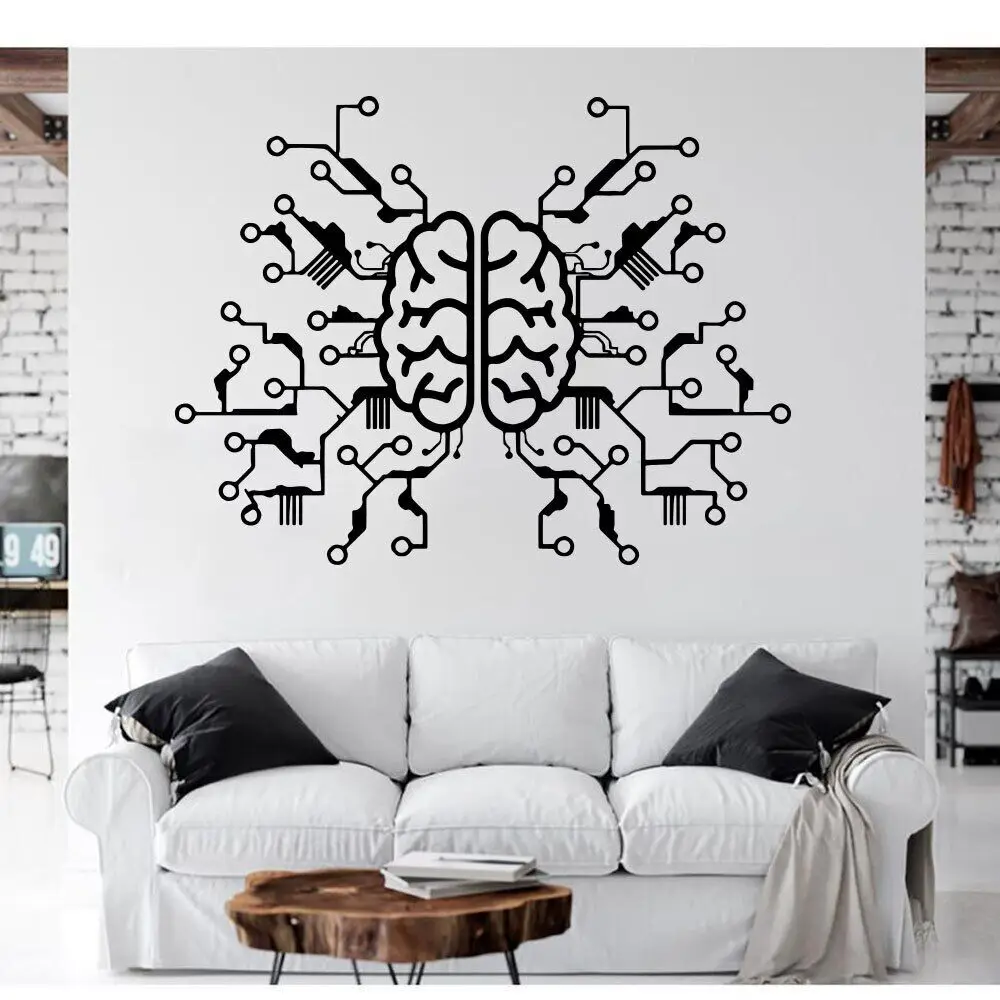 Large Circuit Intelligence Brain Neural Network Computers Wall Sticker Office Classroom Geek Science Technology Wall Decal Vinyl