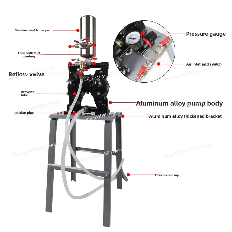 Pneumatyczna pompa membranowa podwójna, malowanie natryskowe, ekstrakcja kleju, pompa olejowa, odporna na korozję, kwasochwadzająca i zasadochwadzająca