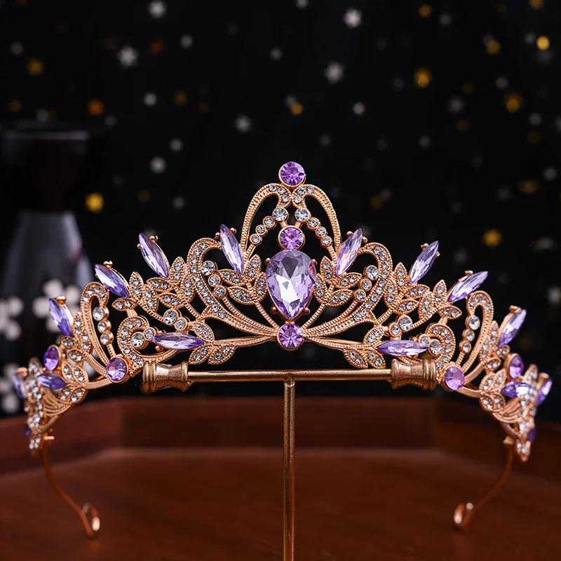 1pc bridal crown tiara alloy black vintage baroque rhinestone crystal wedding dress accessories performance hair accessories image 6