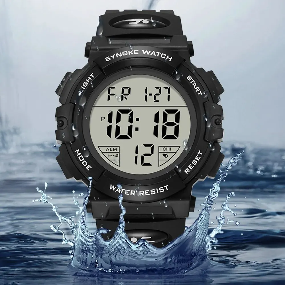 SYNOKE Outdoor Sport Watch 50M Waterproof Digital Men Fashion MultiFunction Waterproof Digital Watch Men