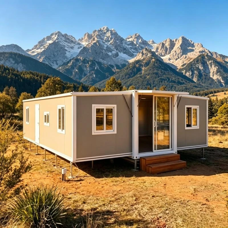 20ft Portable Expandable House Prefabricated Cabin Tiny Home Full Setup Toilet Shower Kitchen Laundry Steel Structure