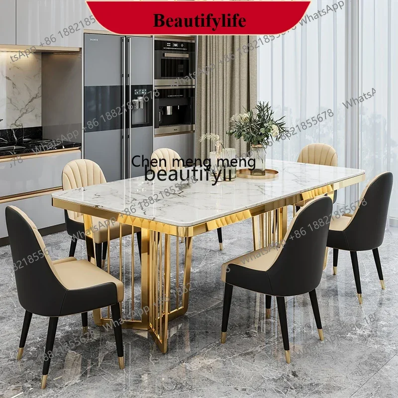 z183  Light luxury dining table and chair combination marble small apartment modern simple rectangular Nordic home dining table