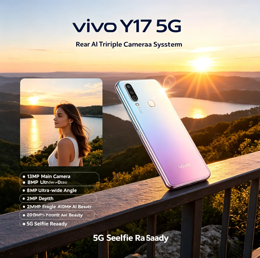 2026 New phone Vivo Y17 Global Version Unlocked Mobile Phone 8GB RAM 256GB ROM Triple Rear Camera 5000mAh Battery
