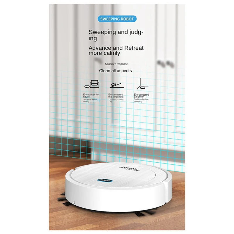 【HASD】3X robotstofzuiger 3-in-1 elektrische veegrobot Ultraslanke stille robotstofzuiger Wit