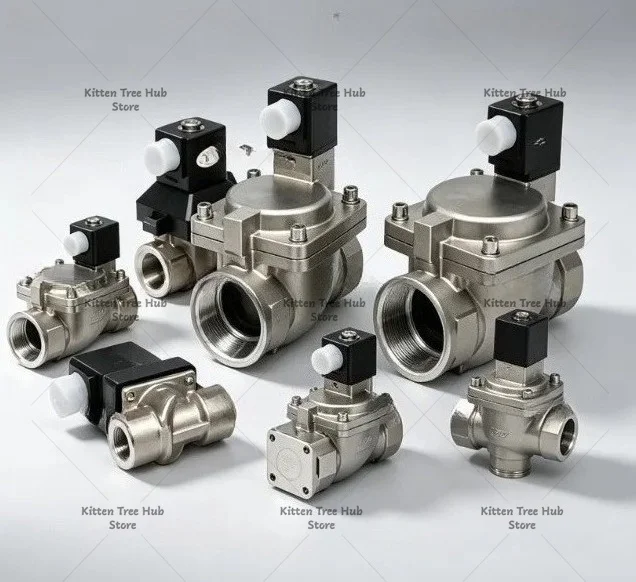 316 Stainless Steel Pilot Operated Solenoid Valve with Manual Switch Stainless Steel Diaphragm Solenoid Valve