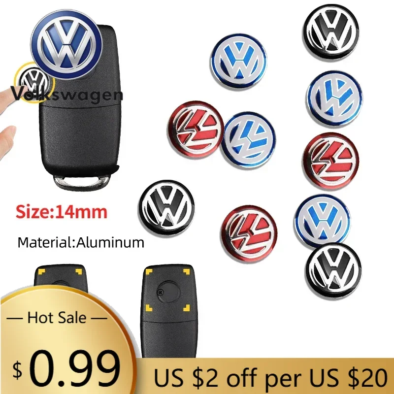 

Новые наклейки-эмблемы 14 мм для автомобильных ключей Volkswagen (2026 год), аксессуары для логотипов ключей управления авто для Volkswagen R, Golf 4 Motion, Polo
