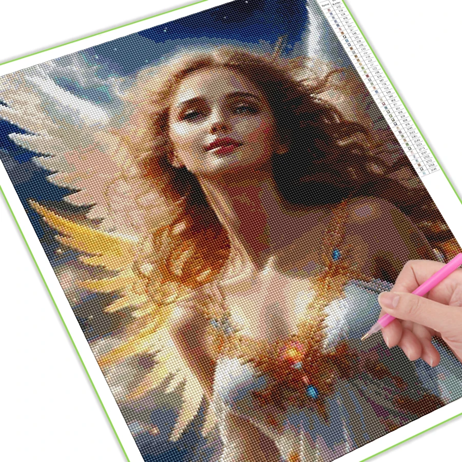 Diy Full Mosaic Art Angel Girl Diamond Painting New Collection 2024 Fantasy Women Rhinestone Embroidery Picture Wall Decor