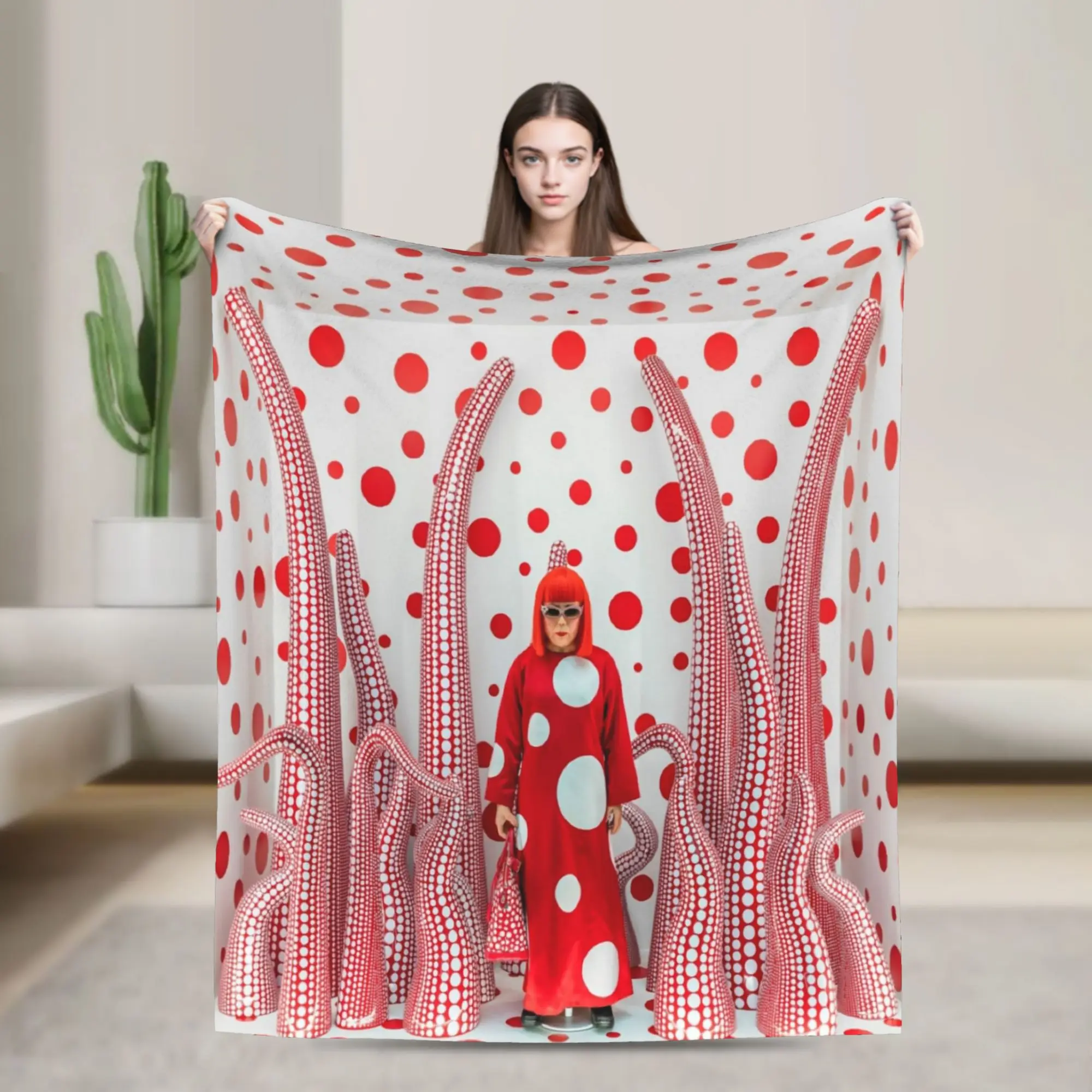 Yayoi Kusama Painting Flannel Throw Blankets Japanese Art Mystery Blanket for Bed Bedroom Ultra-Soft Plush Thin Quilt