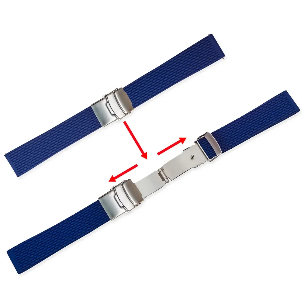 18mm 20mm 22mm 24mm Silicone Strap for Seiko Watch Band Universal Replacement Waterproof Quick Release Folding Buckle Bracelet
