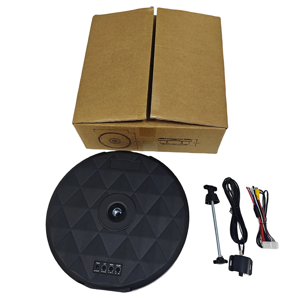 Podofo 12-Zoll Slim Powered Subwoofer-Gehäuse und Audiokabel Auto-Subwoofer passt in das Reserverad für den Austausch des Auto-Ersatzrads. – Detail 9