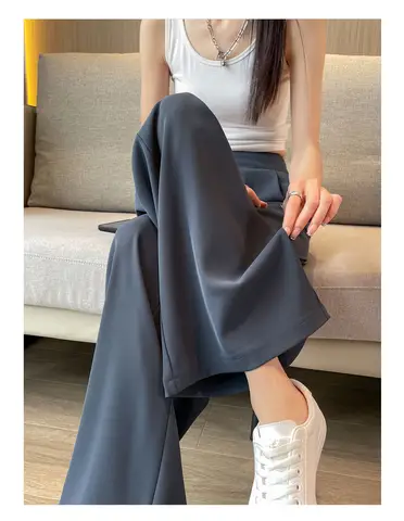 Suit Pants for Spring and Autumn, High-Waisted, Drapey Wide-Leg Pants, 100kg New Plus-Size Summer Thin Casual Narrow Straight-Leg Pants