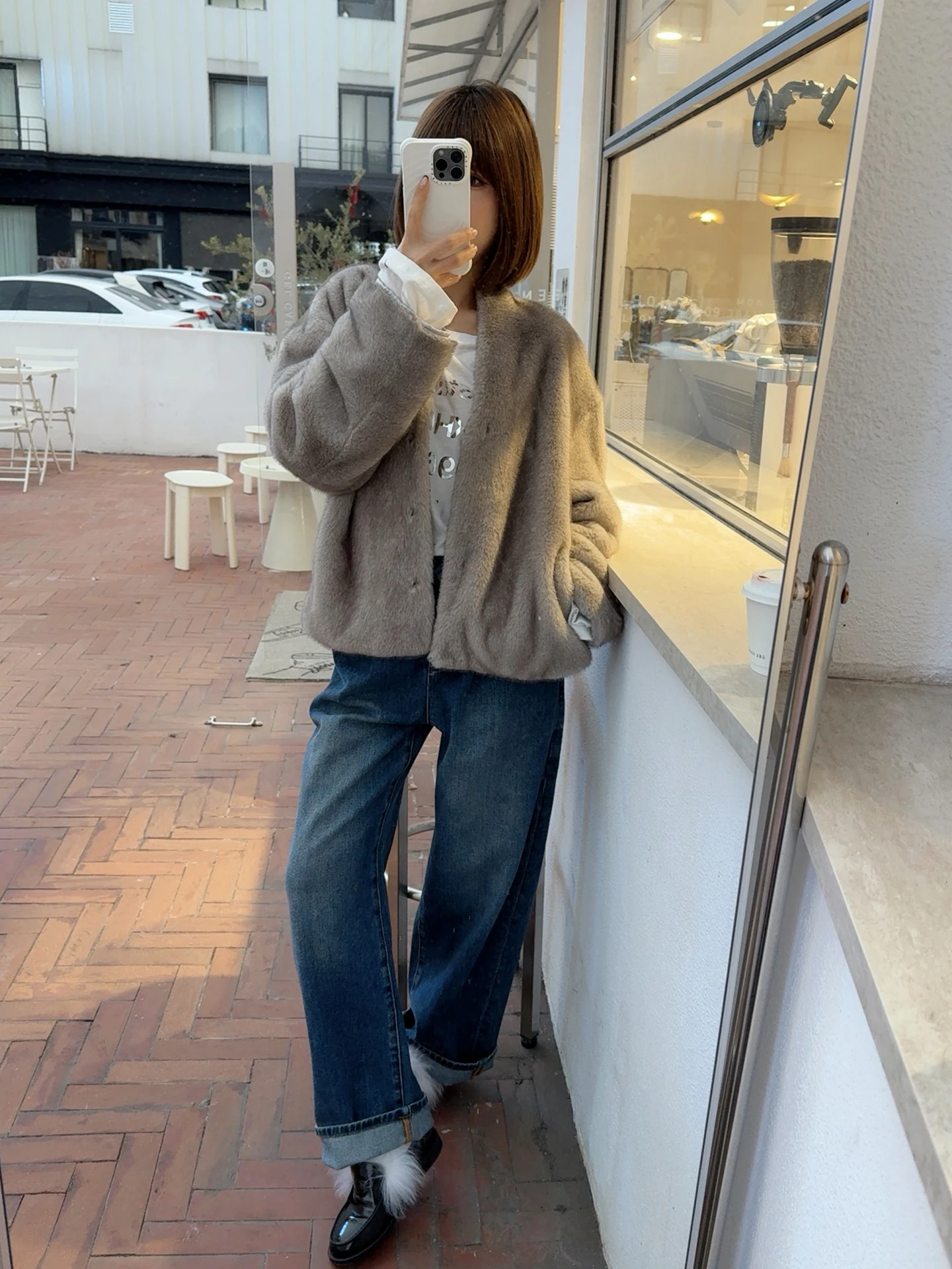 Giacca in Ecopelliccia di Coniglio V-ne, Materiale Originale Asbr, Cappotto in Pelle Ecologica per Donna, Nuova Collezione Primavera