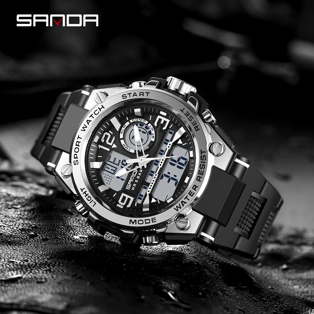 2023 new SANDA Sports Men\'s Watches Top Brand Luxury Japanese Movement Military Quartz Watch Men Waterproof S Shock Wristwatches