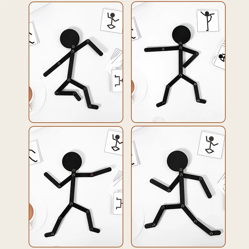 Wooden Stick Figure Pose Matching Game with Challenge Cards, Brain Teaser Puzzle, Fine Motor Skills and Hand Eye Coordination Ac
