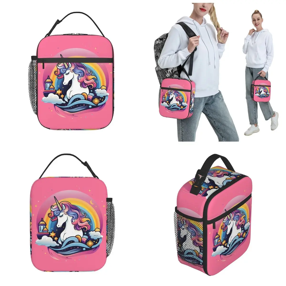 Fantasy Unicorn Dreams Thermal Insulated Lunch Bags for Office Reusable Bento Box Cooler Thermal Food Box