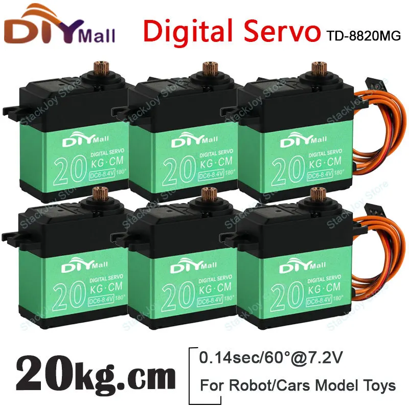 

20KG Standard Digital RC Servo Motor 8.4V Metal Gear High Torque 180/270/360° for Remote Control Robot Cars Aircraft TD-8820MG
