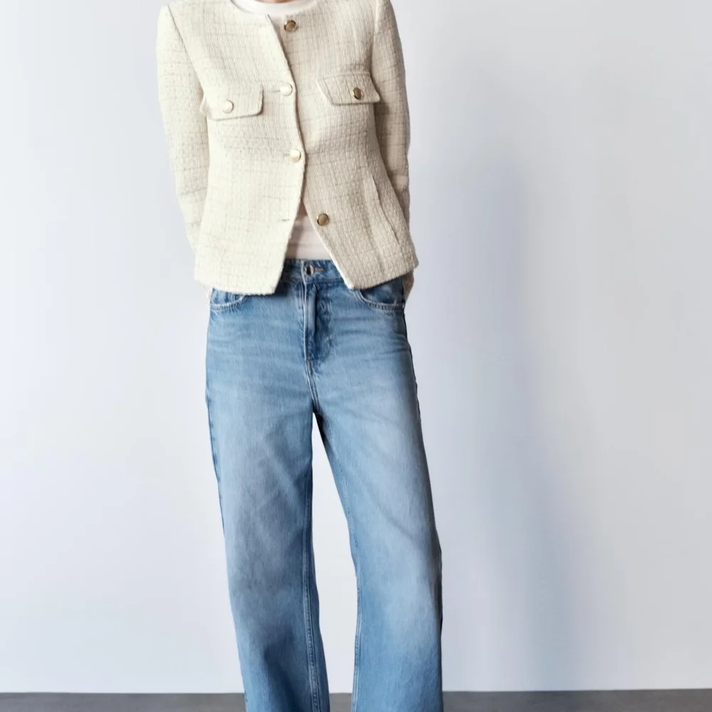 TARF-ZAR ผู้หญิง Slim แบนปักเข็มขัดขนสัตว์ยืดหยุ่นใหม่ผู้หญิงแฟชั่นกลิ่นหอมขนาดเล็ก Coat