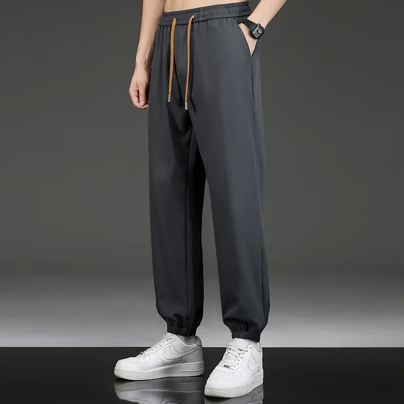 

Men's Casual Bla Sports Pants Spring Summer Loose Cuffed Leisure Faionable Nine Points Sweatpants Simple Long Pants