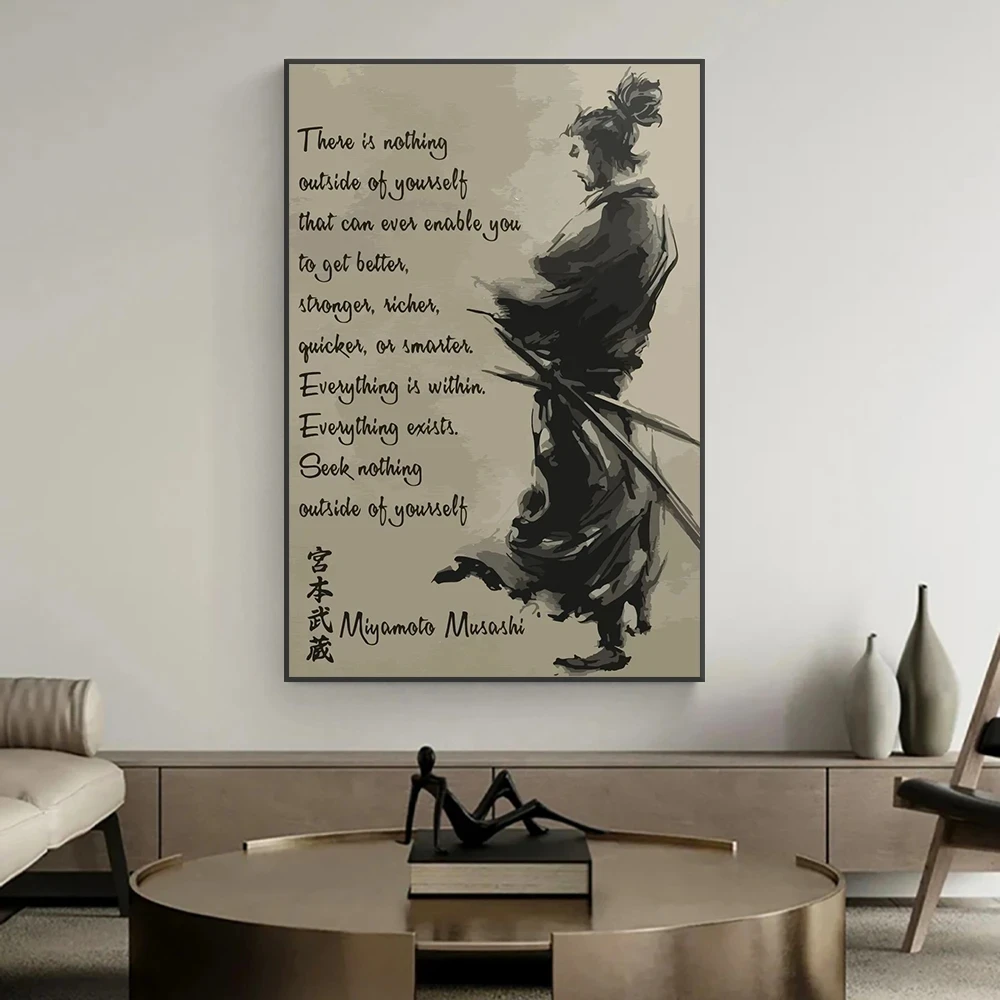 Japan Bushido Samurai Figure Inspirational Quote Canvas Painting Motivational Posters and Prints Wall Art Picture For Home Decor