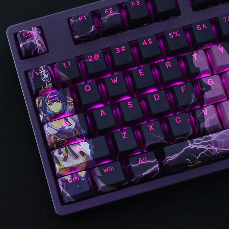 

108 Keys Genshin Impact Anime Keycap Raiden Shogun Keycaps OEM Profile Beelzebul Backlit PBT Dye Sublimation Keyboard Keycap