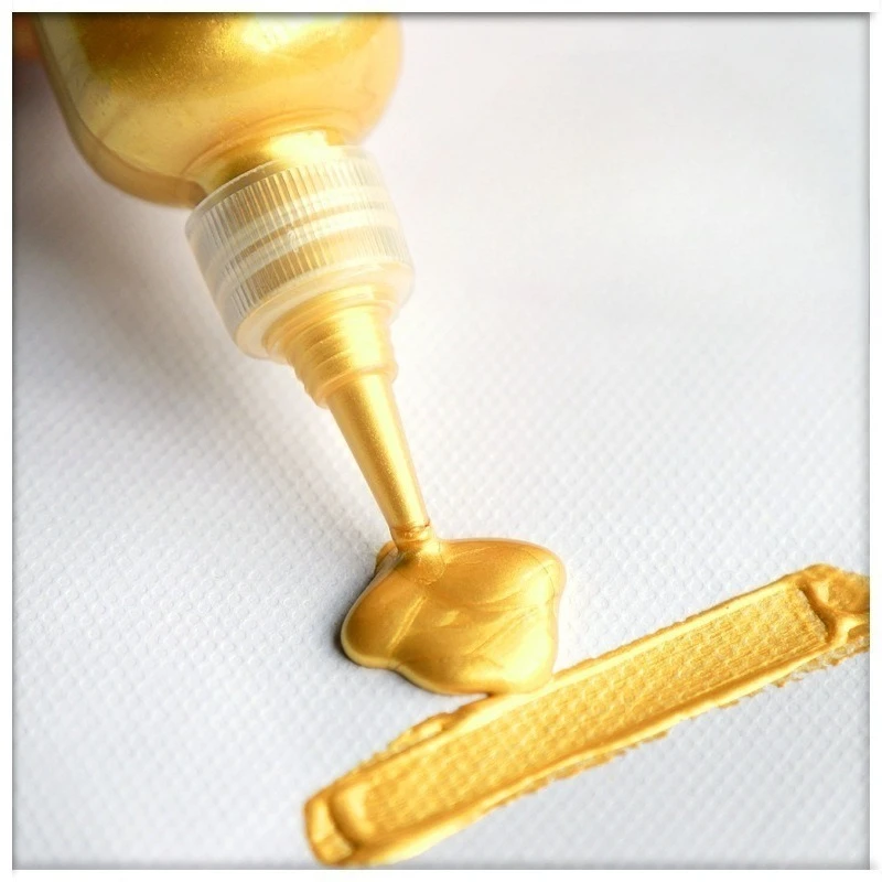100ML Metallic Gold Silver Acrylic Paint 60ml Pearlescent Pigment for Plaster Statue Glass Rock Wall DIY Graffiti Craft