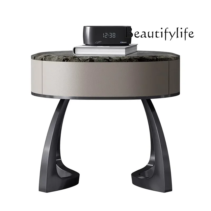 

LJYItalian bedside table light luxury natural marble bedside table large flat high-end custom bedside table